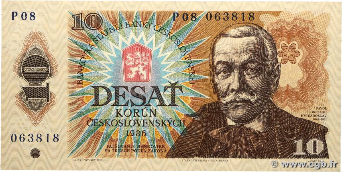 10 Korun CZECHOSLOVAKIA 1986 P.094b UNC