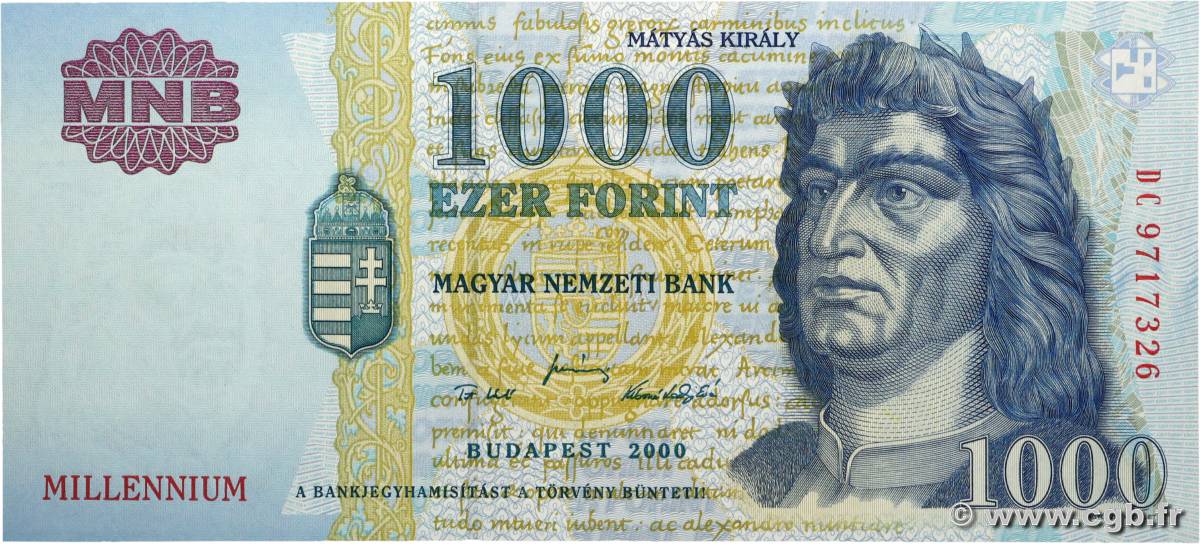 1000 Forint Commémoratif HONGRIE 2000 P.185a NEUF