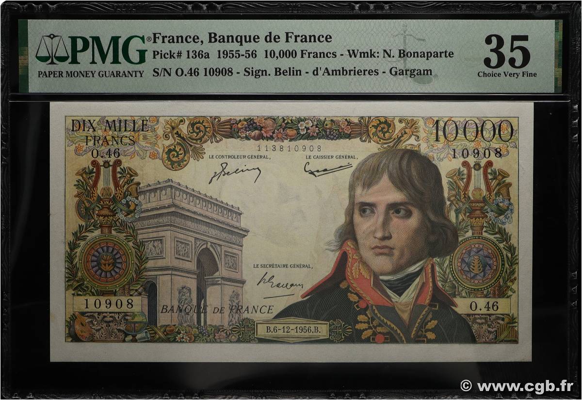 10000 Francs BONAPARTE FRANKREICH 1956 F.51.06 fVZ