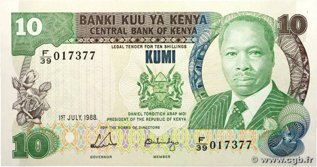 10 Shillings KENYA 1988 P.20g NEUF