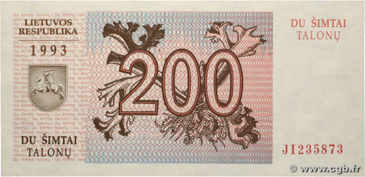 200 Talonu LITUANIE 1993 P.45 NEUF