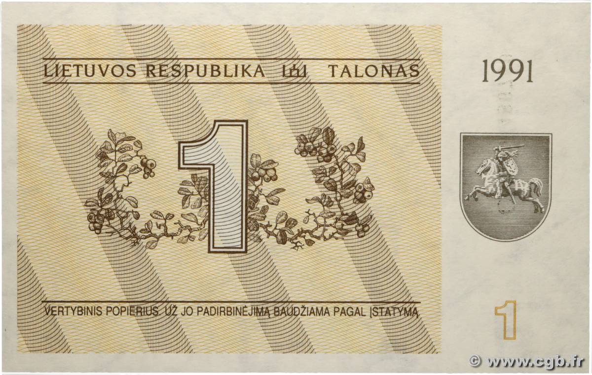 1 Talonas LITUANIE 1991 P.32b NEUF