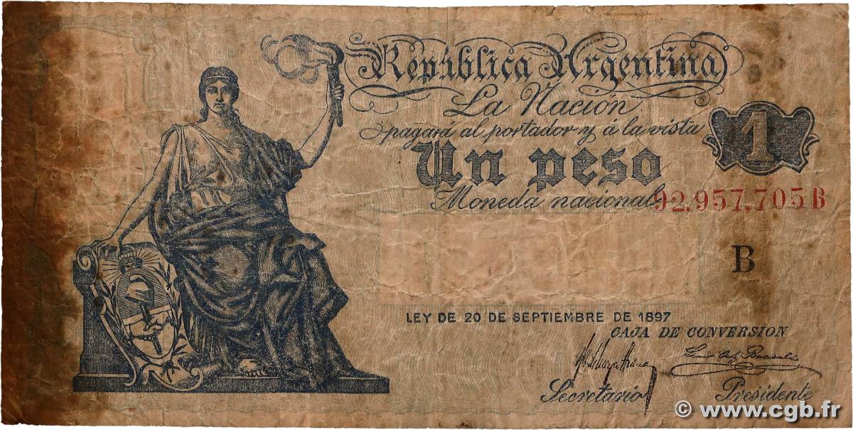 1 Peso ARGENTINE 1908 P.243a B