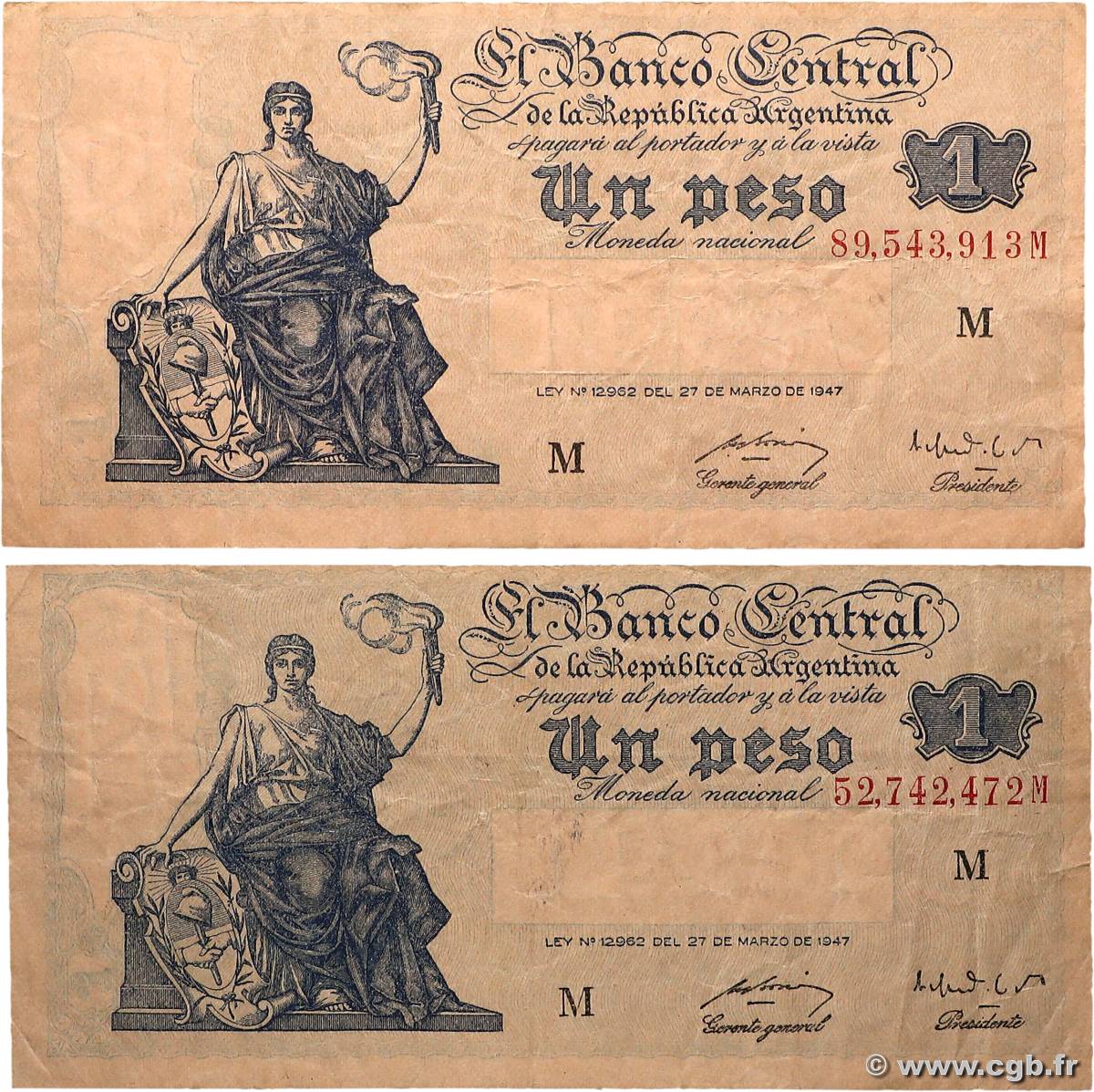 1 Peso Lot ARGENTINE 1948 P.257 TB+