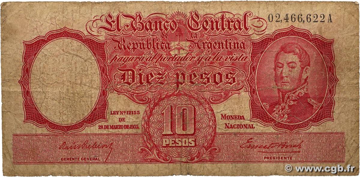 10 Pesos ARGENTINE 1942 P.265a B