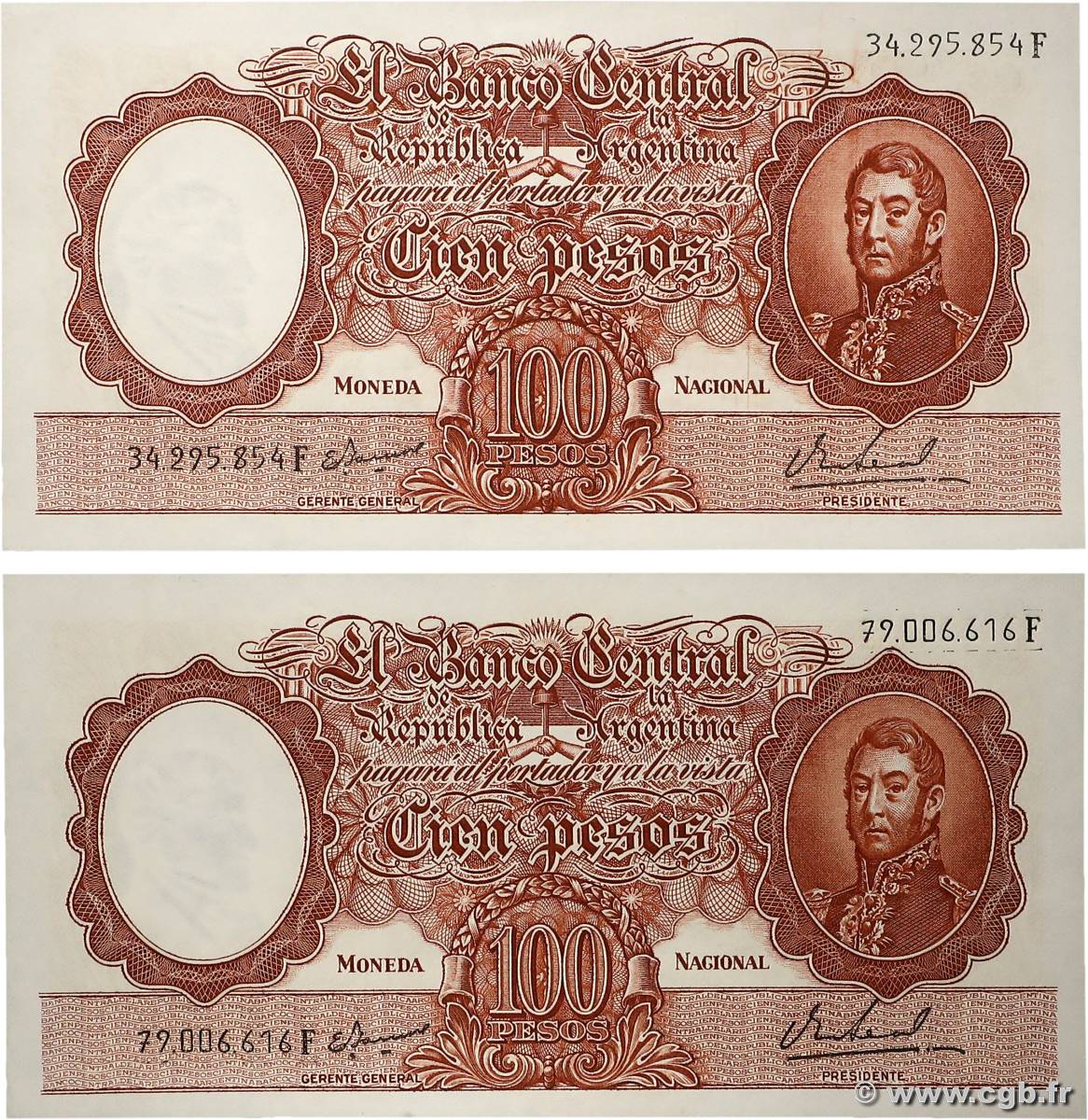 100 Pesos Lot ARGENTINE 1967 P.277 pr.NEUF