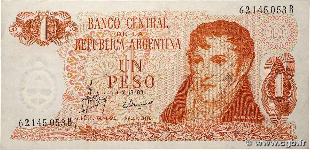1 Peso ARGENTINE 1970 P.287 SUP+