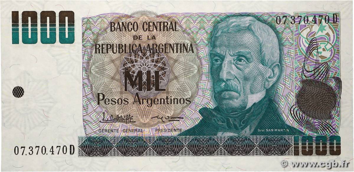 1000 Pesos Argentinos ARGENTINE 1983 P.317b SPL