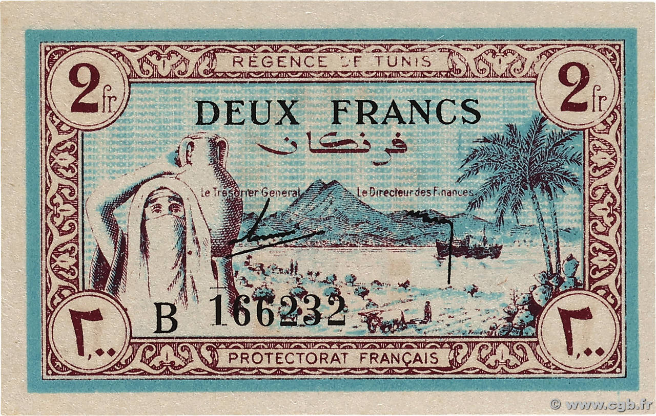 2 Francs TUNISIE 1943 P.56 NEUF