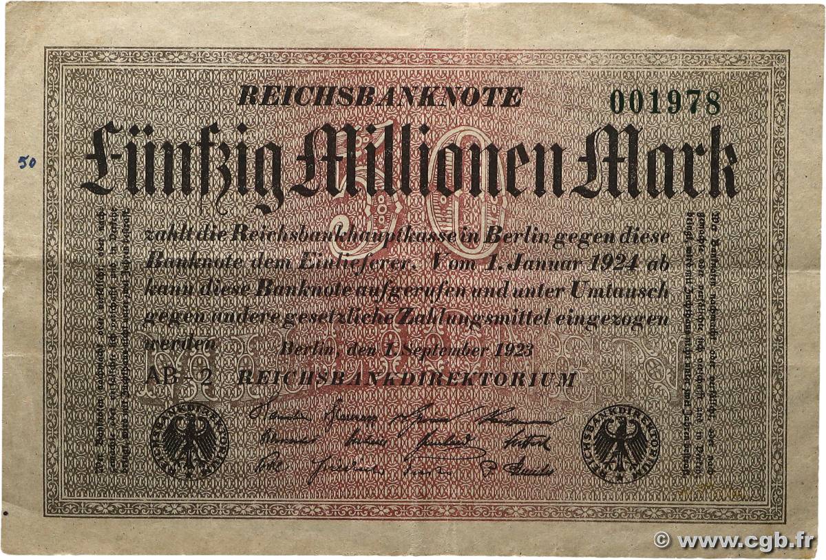 50 Millions Mark ALLEMAGNE 1923 P.109a TTB+