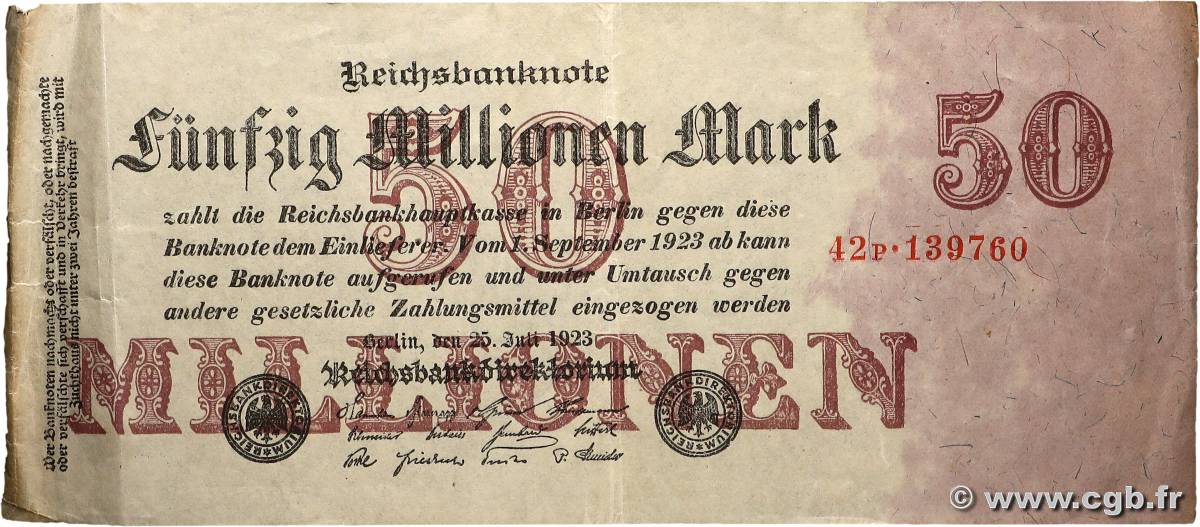50 Millions Mark ALLEMAGNE 1923 P.098b TB