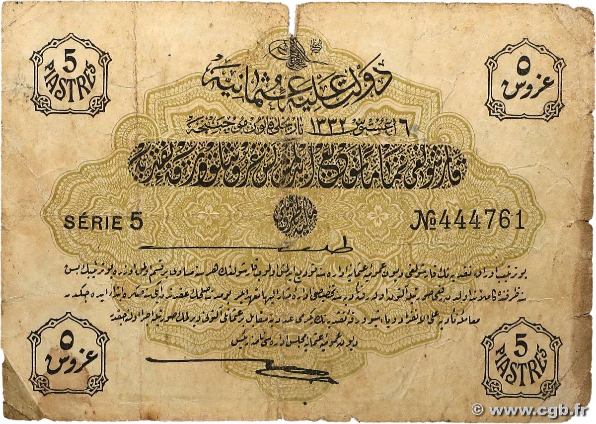 5 Piastres TURQUIE 1916 P.087 B+
