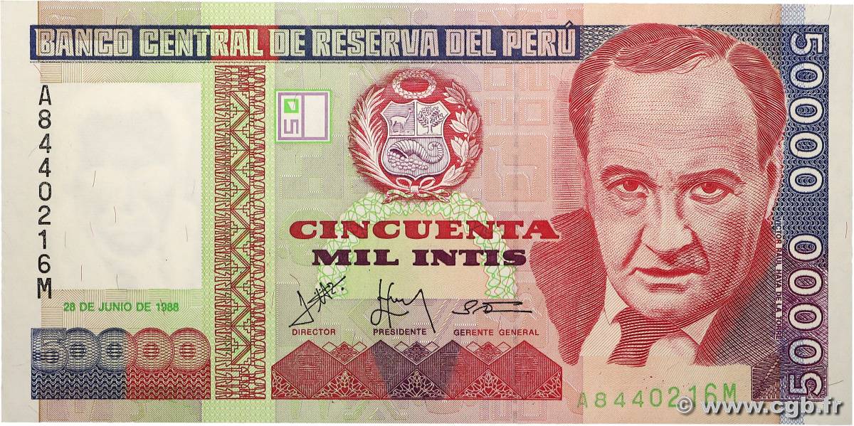 50000 Intis PÉROU 1988 P.143 NEUF