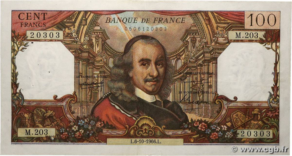 100 Francs CORNEILLE FRANCE 1966 F.65.15 pr.SUP
