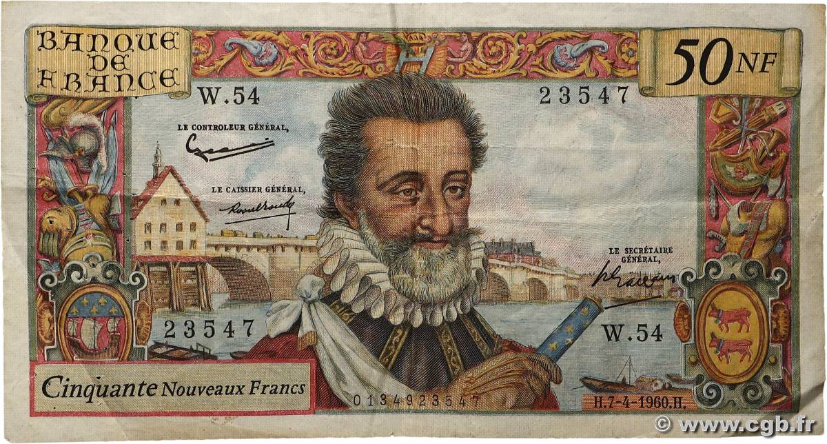50 Nouveaux Francs HENRI IV FRANCE 1960 F.58.05 TB+