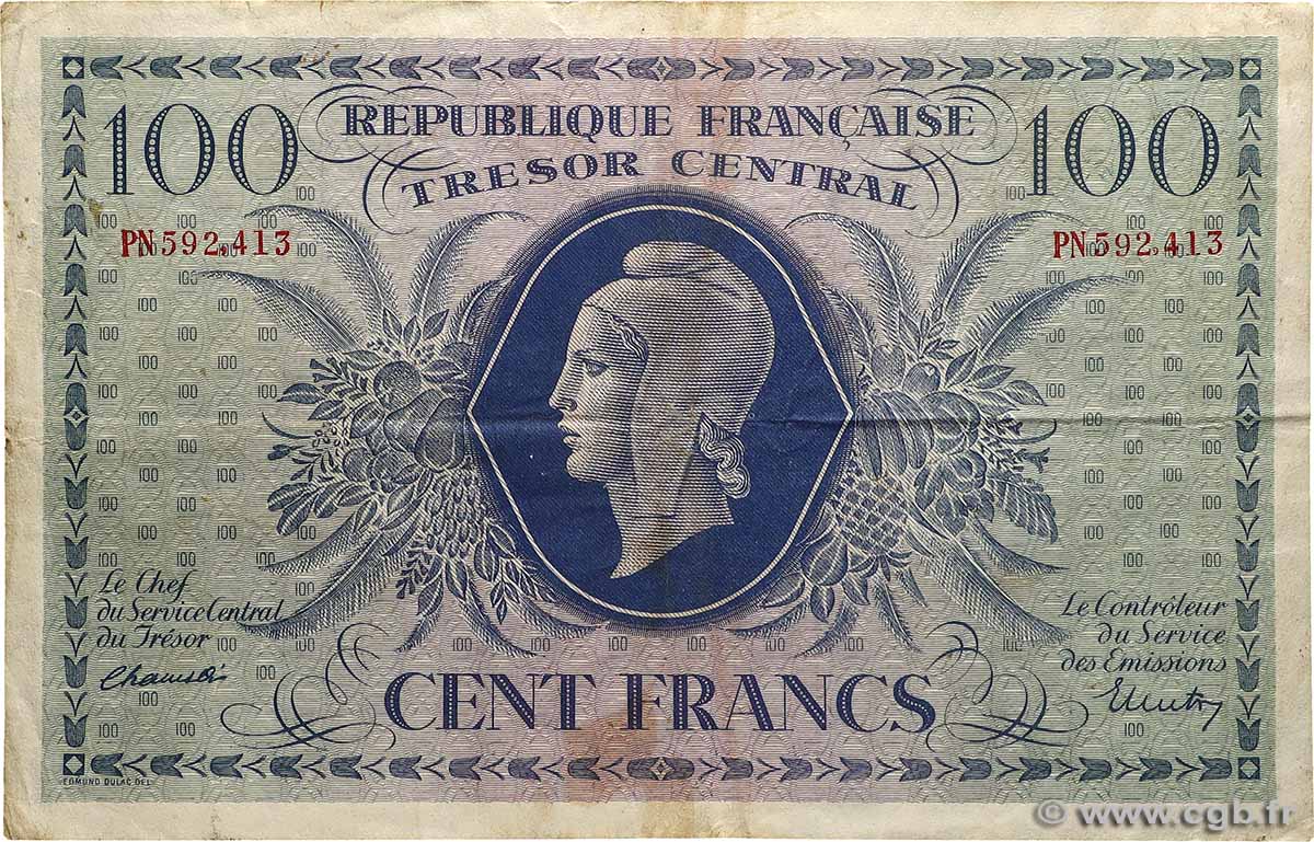 100 Francs MARIANNE FRANCE 1943 VF.06.01g TB+