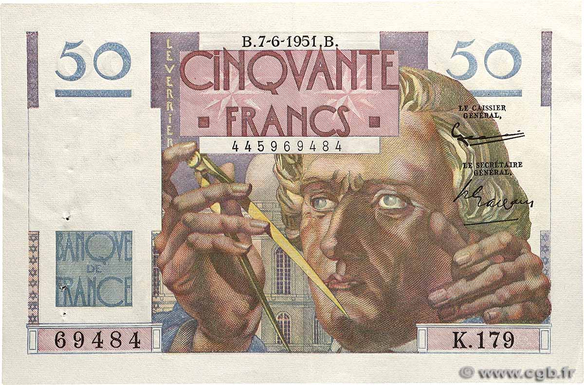 50 Francs LE VERRIER FRANCE 1951 F.20.18 SUP
