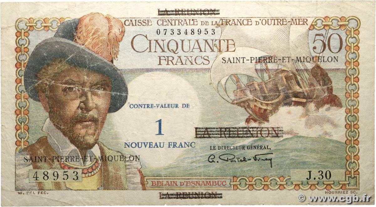 1 NF sur 50 Francs Belain d Esnambuc SAINT PIERRE AND MIQUELON 1960 P.30b G