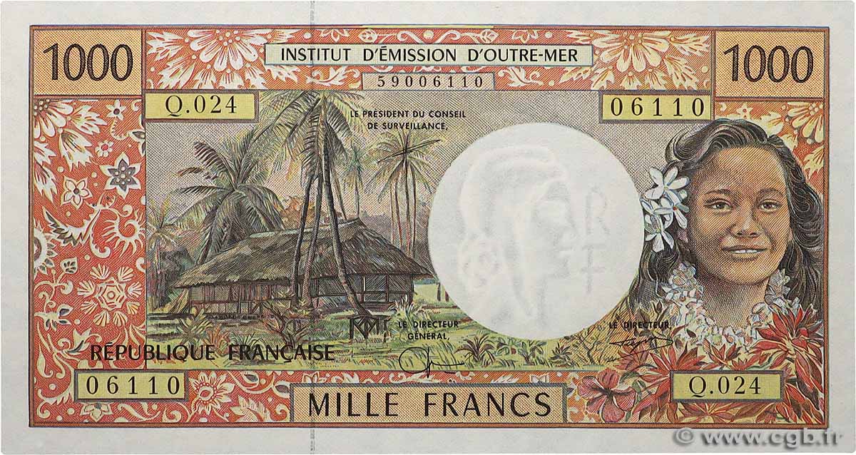 1000 Francs FRENCH PACIFIC TERRITORIES 2000 P.02g ST