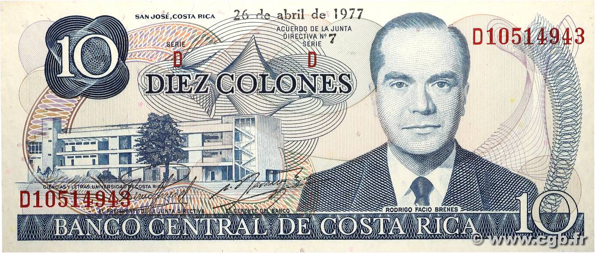 10 Colones COSTA RICA 1977 P.237b AU