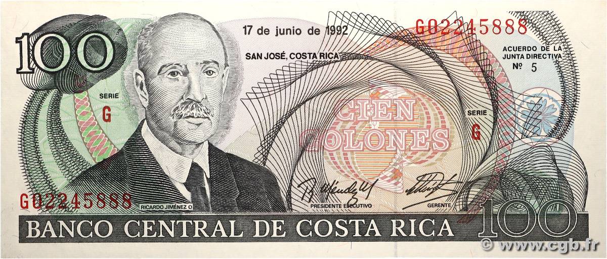 100 Colones COSTA RICA 1992 P.258 NEUF