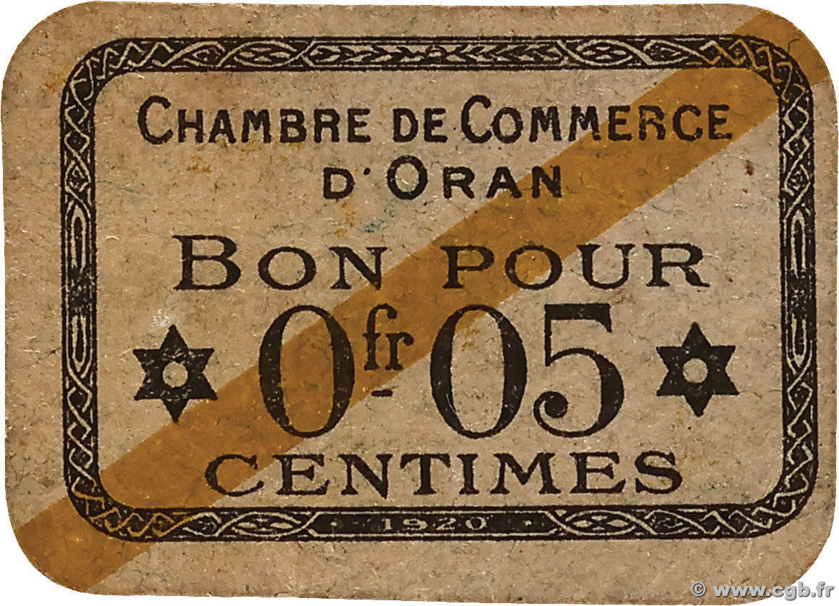 5 Centimes ALGERIEN Oran 1920 JP.141.56 fST+
