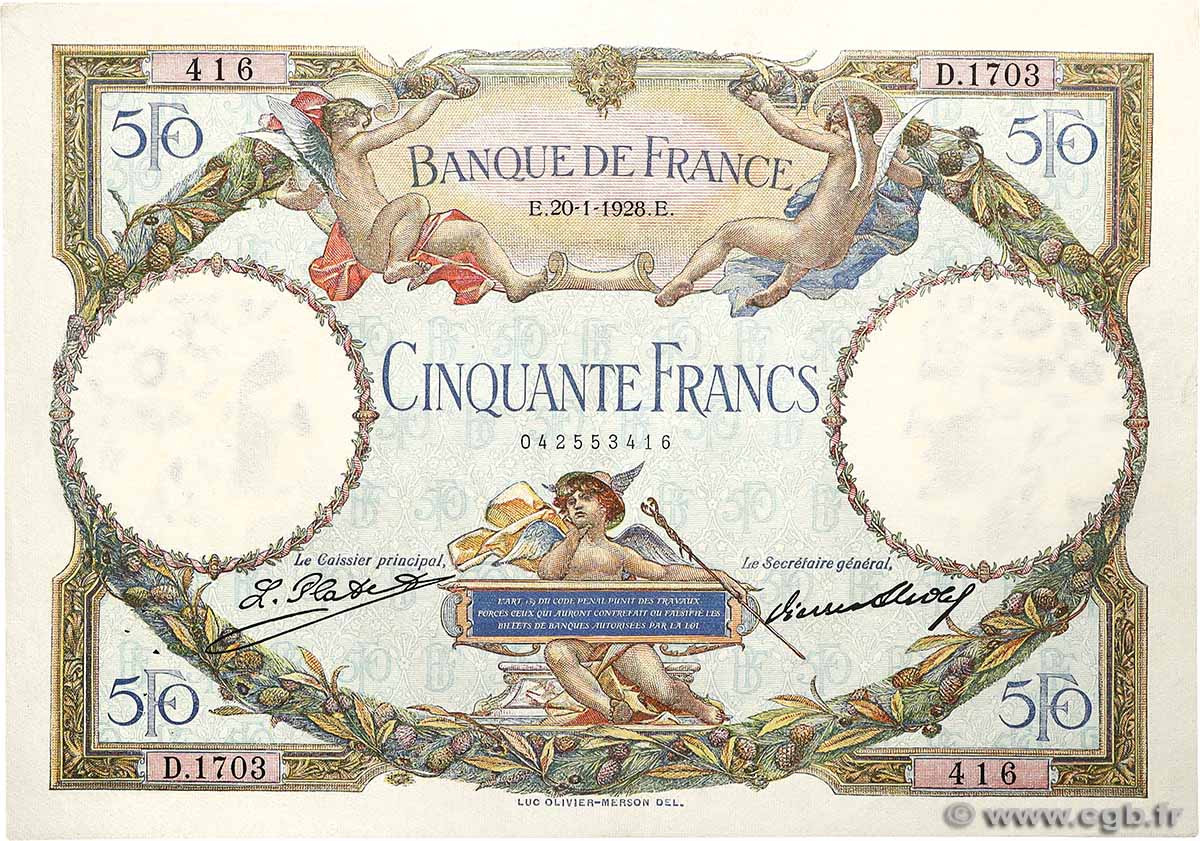 50 Francs LUC OLIVIER MERSON FRANCE 1928 F.15.02 XF-