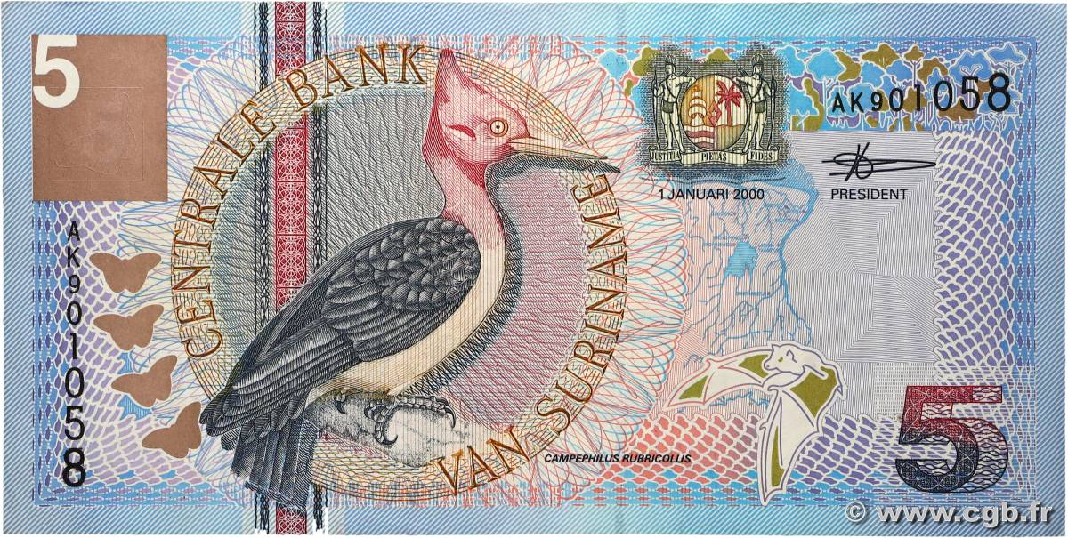 5 Gulden SURINAM 2000 P.146 XF