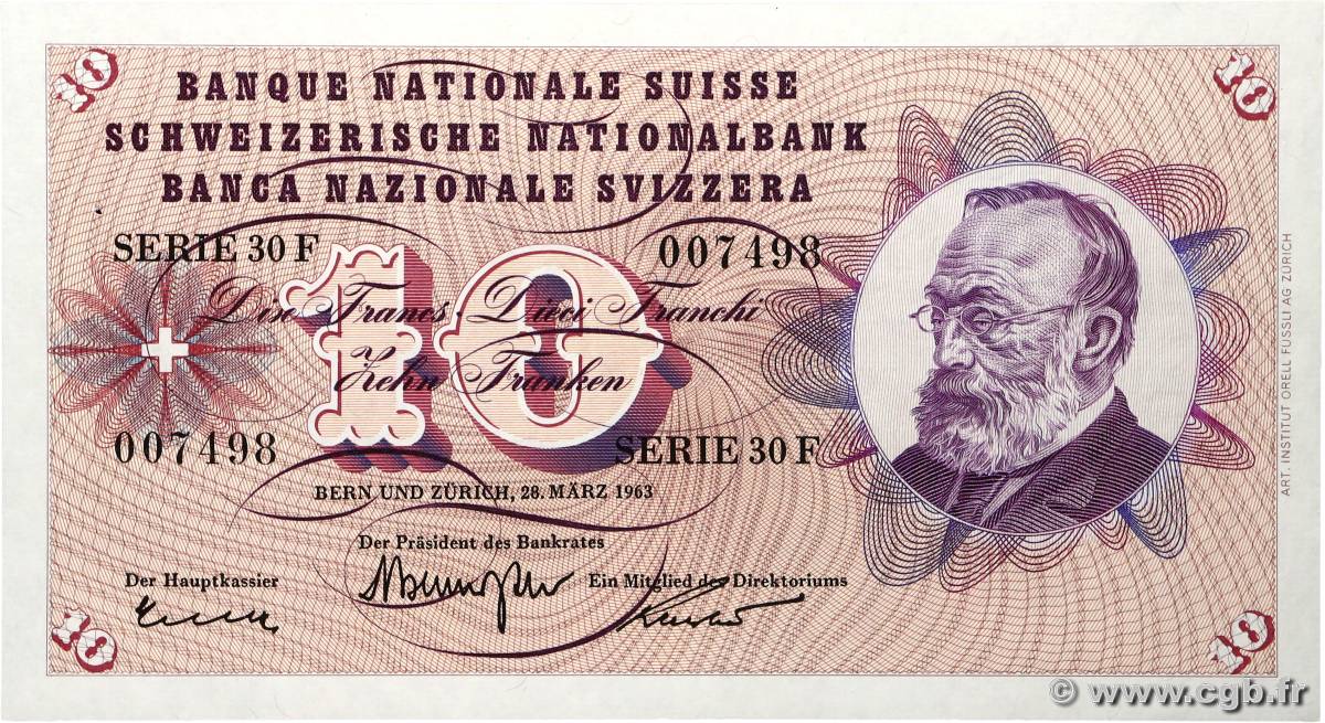 10 Francs SUISSE 1963 P.45h XF