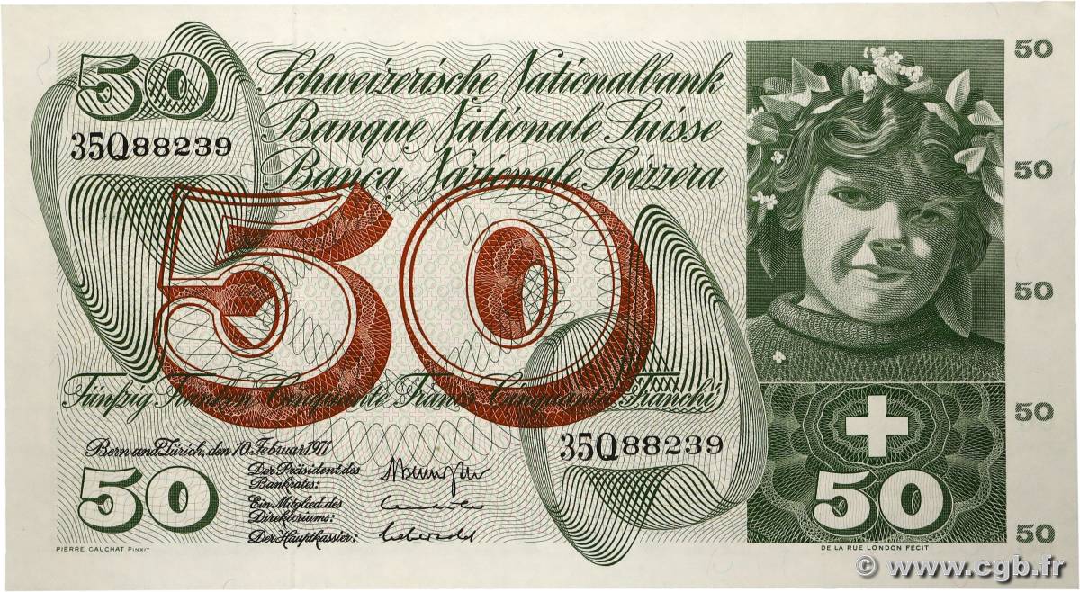 50 Francs SUISSE 1971 P.48k UNC