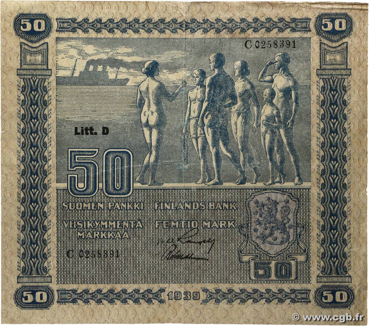 50 Markkaa FINLAND 1939 P.072a VF