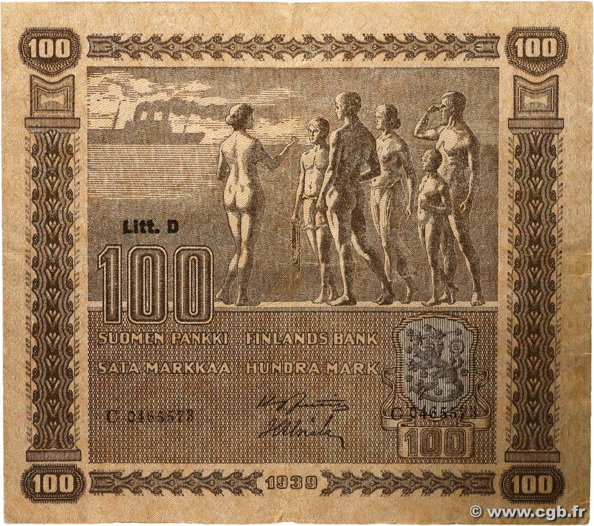 100 Markkaa FINLAND 1939 P.073a VF