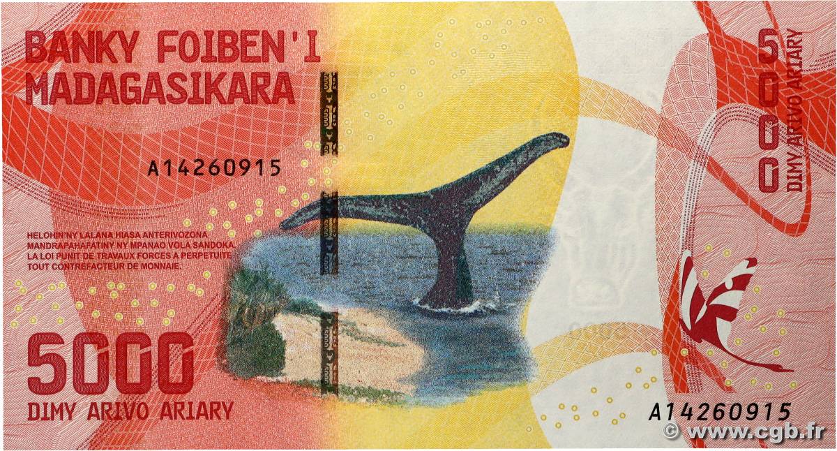 5000 Ariary MADAGASCAR 2017 P.102 UNC