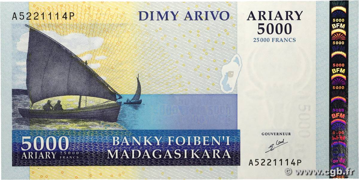 5000 Ariary MADAGASCAR 2009 P.091a UNC