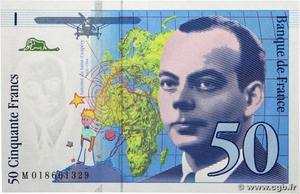 50 Francs SAINT-EXUPÉRY modifié FRANKREICH 1994 F.73.01b ST