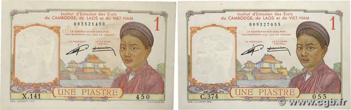 1 Piastre Lot FRANZÖSISCHE-INDOCHINA 1953 P.092 fST+