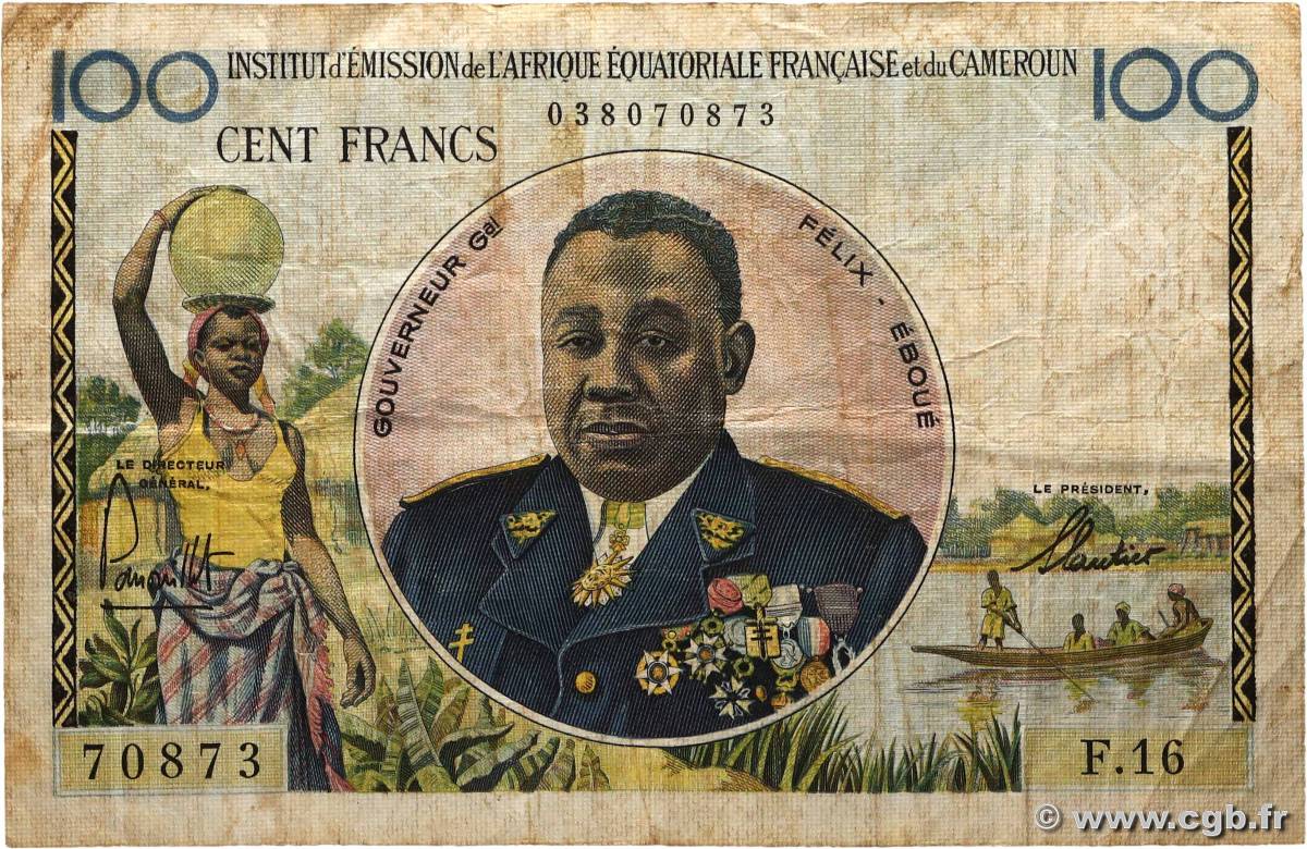 100 Francs Félix Éboué IE AFRIQUE ÉQUATORIALE FRANÇAISE 1957 A.141a MB