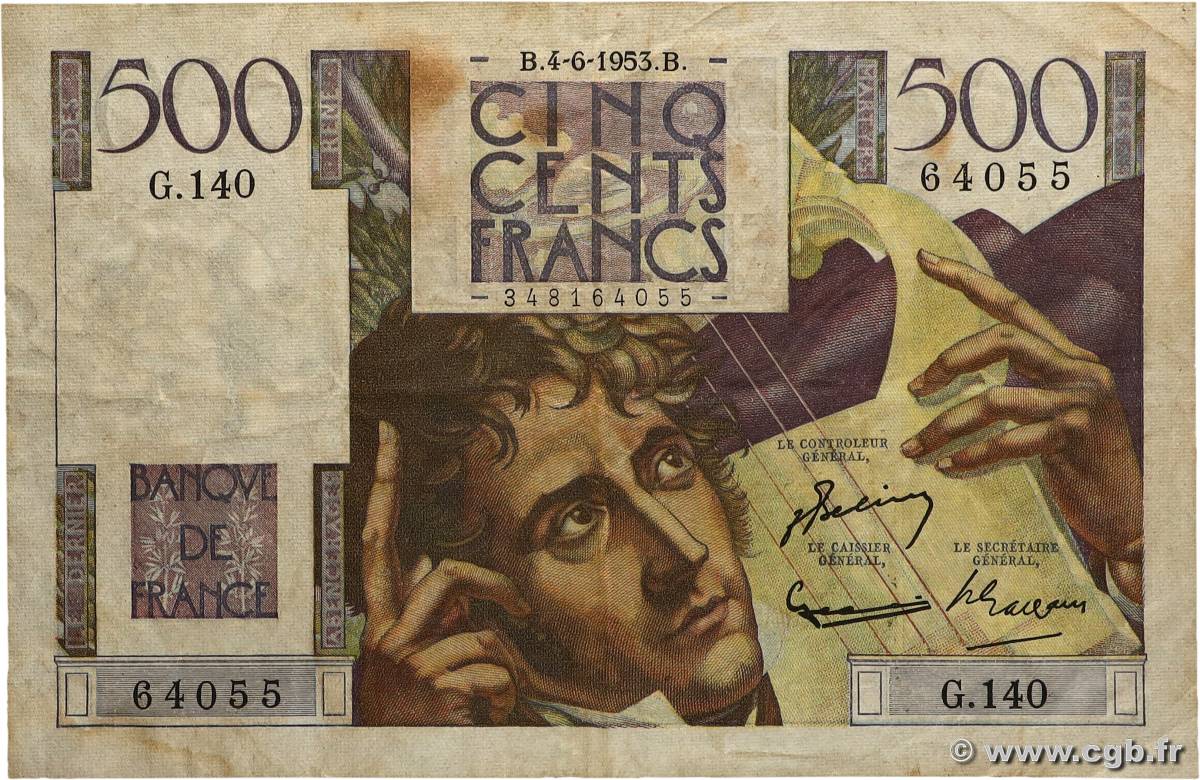 500 Francs CHATEAUBRIAND FRANKREICH 1953 F.34.12 fSS