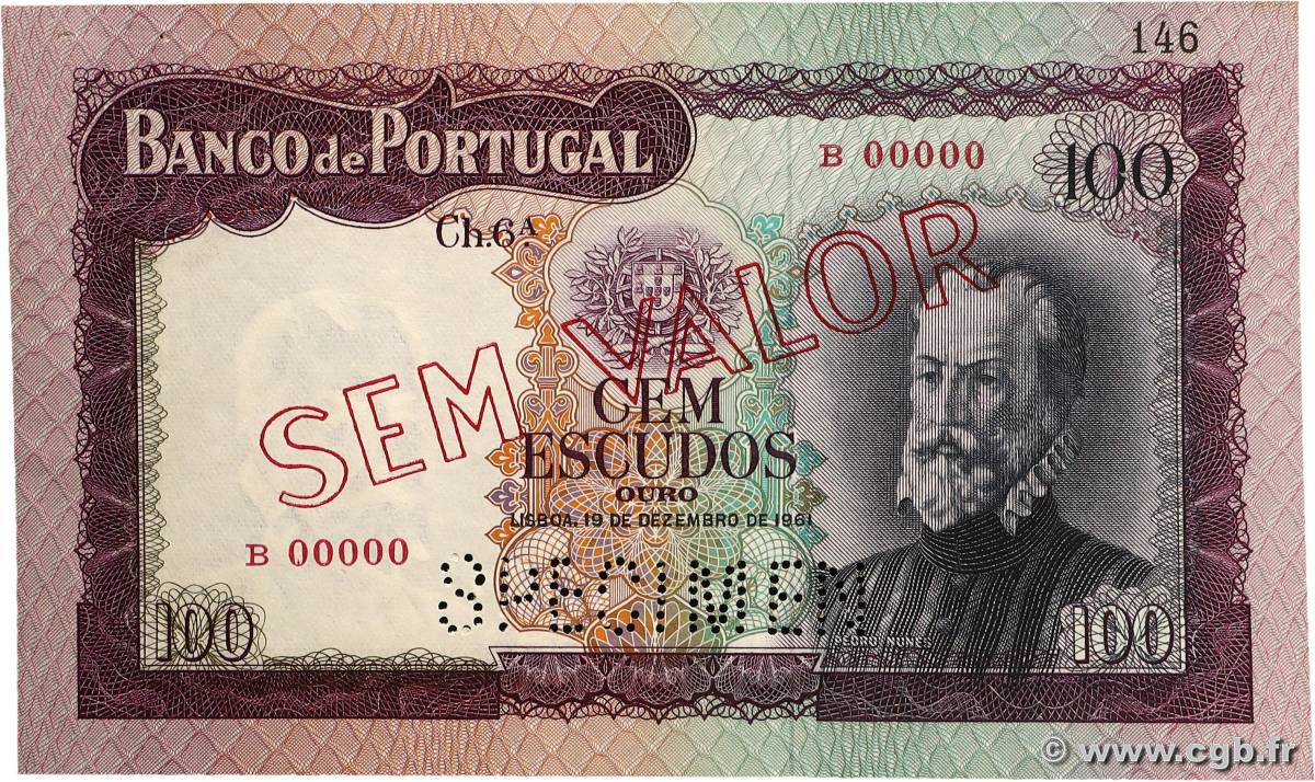 100 Escudos Spécimen PORTUGAL 1961 P.165s fST