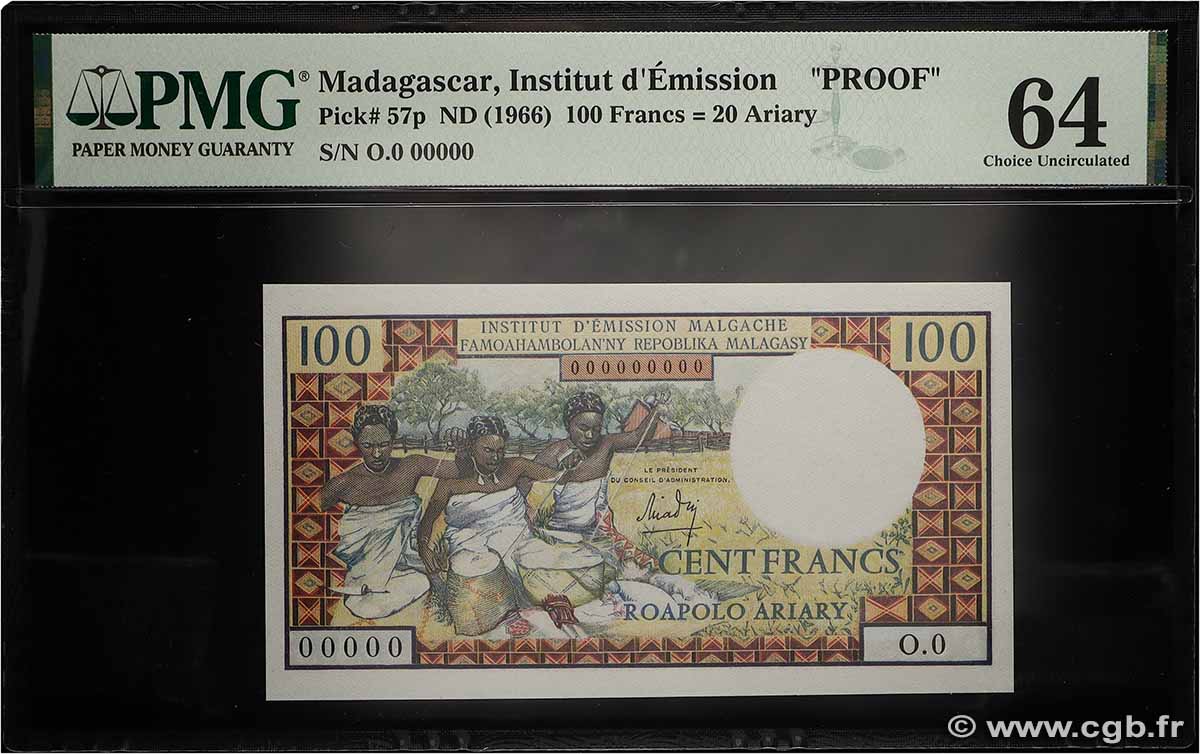 100 Francs - 20 Ariary Épreuve MADAGASKAR 1966 P.057 fST+