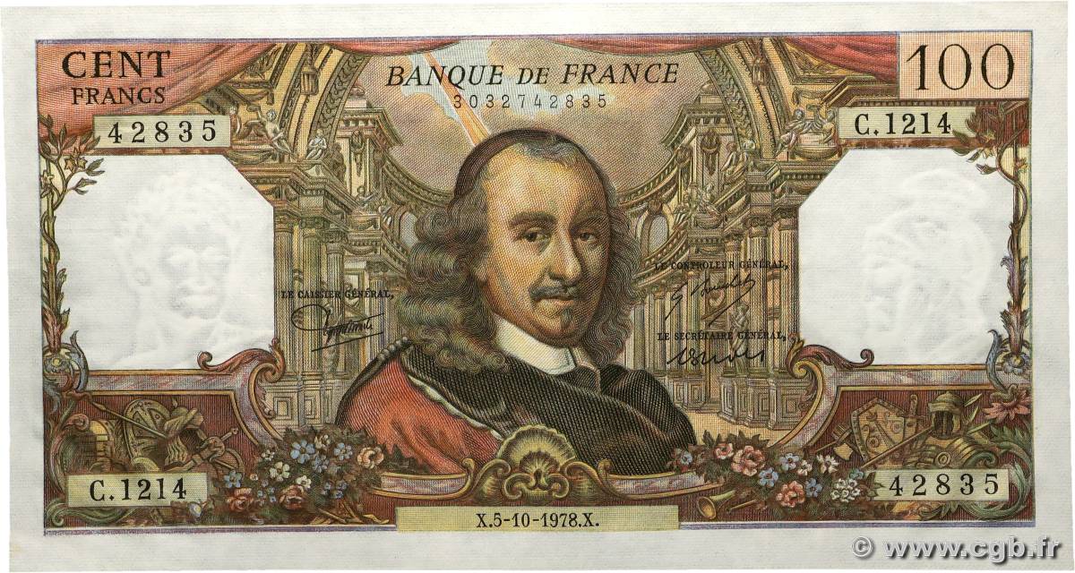 100 Francs CORNEILLE FRANCE 1978 F.65.63 SPL+