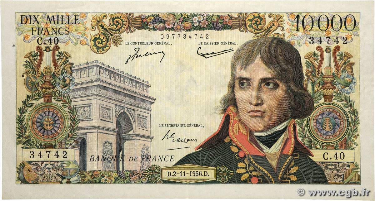 10000 Francs BONAPARTE FRANKREICH 1956 F.51.05 fVZ