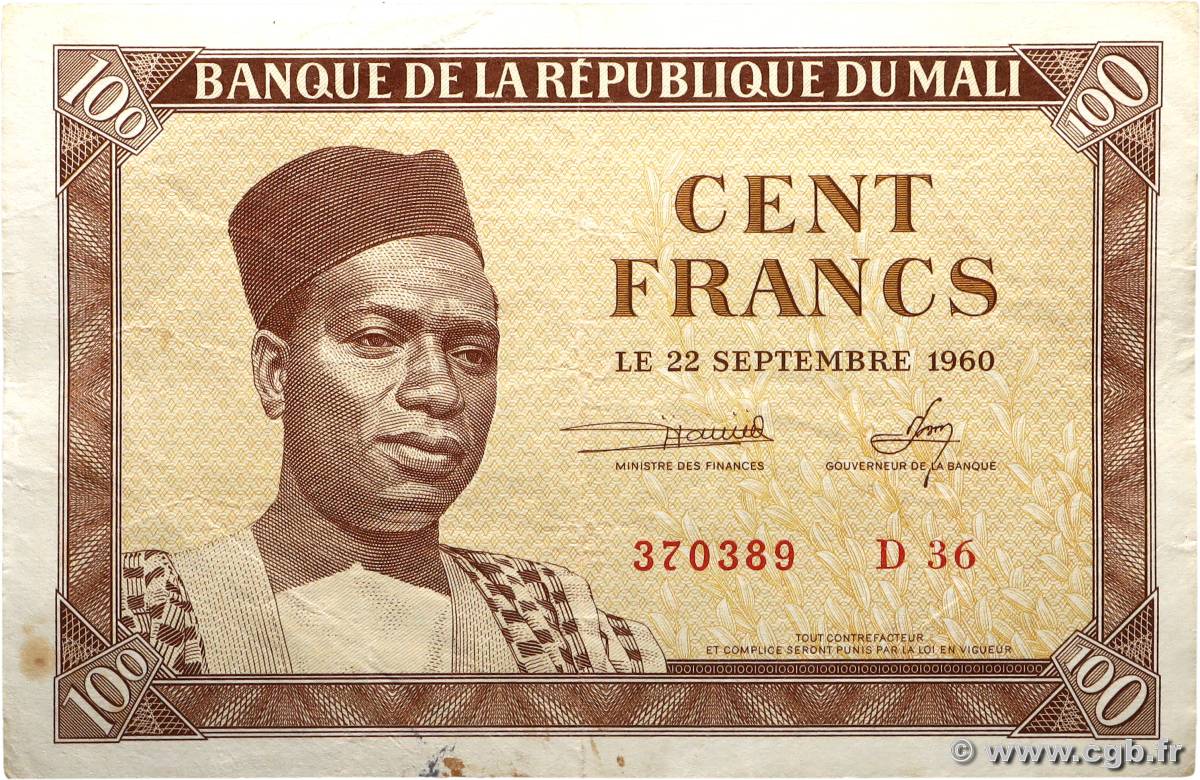 100 Francs MALI 1960 P.02 TB+