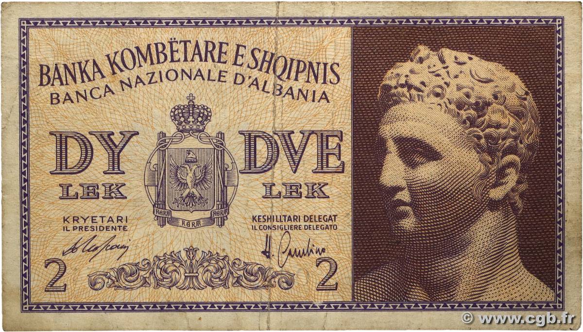 2 Lek ALBANIE 1940 P.09 TB