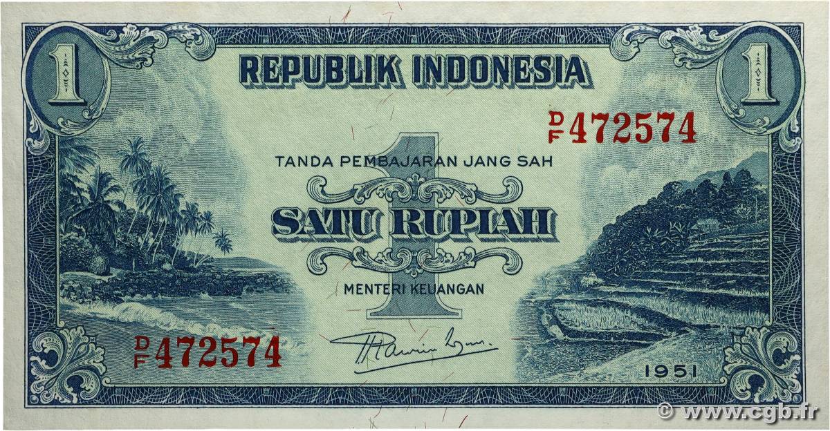 1 Rupiah INDONÉSIE 1951 P.038 pr.NEUF