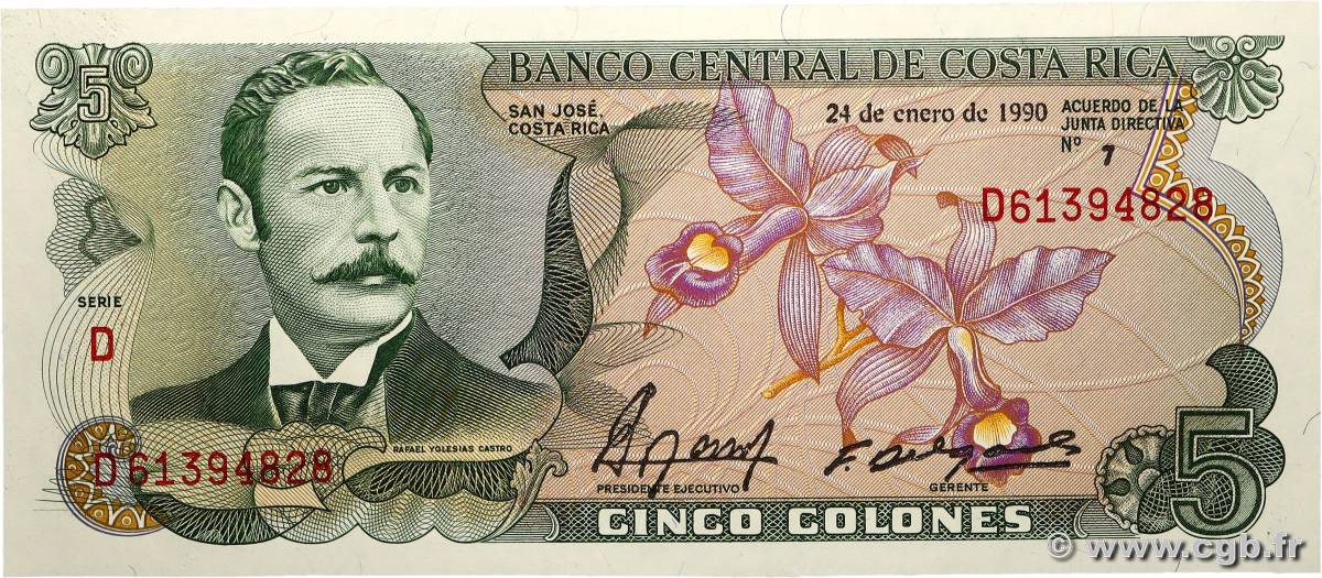 5 Colones COSTA RICA 1990 P.236e pr.NEUF