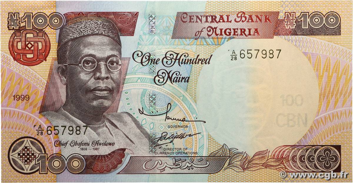 100 Naira NIGERIA 1999 P.28a pr.NEUF