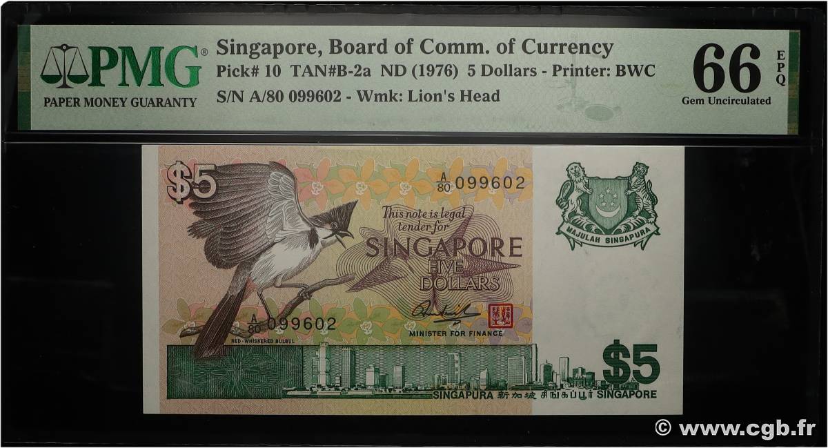 5 Dollars SINGAPOUR 1976 P.10 NEUF