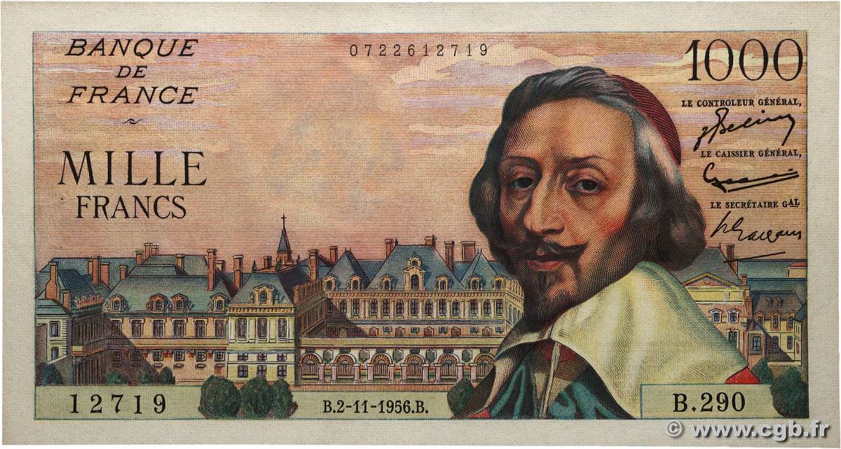 1000 Francs RICHELIEU FRANCE 1956 F.42.23 pr.SUP