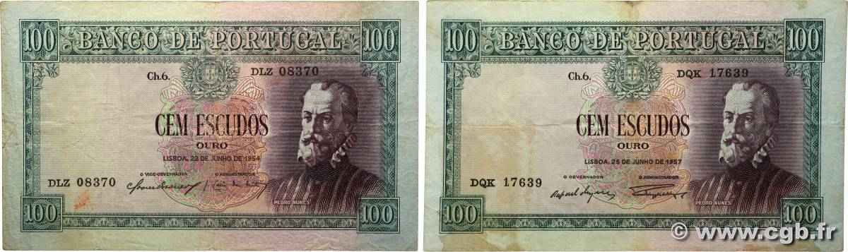 100 Escudos Lot PORTUGAL 1954 P.159 S